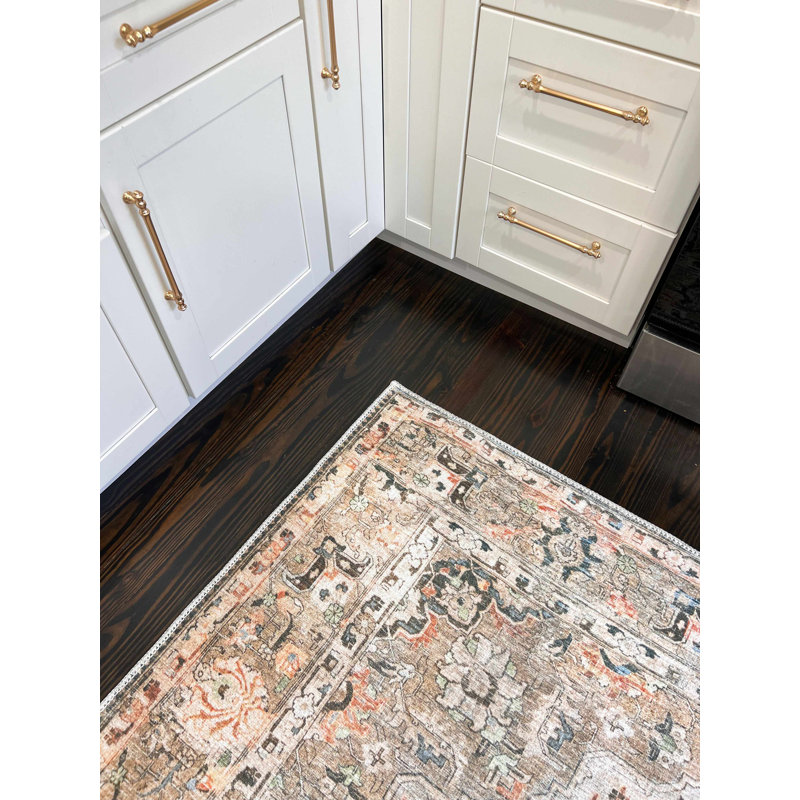 Colpitt Oriental Machine Washable Area Rug in Beige, Runner 2'7" x 10'