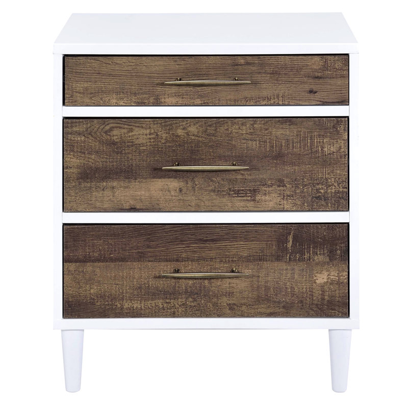 Contemporary 3 Table In White And Weathered Oak - Bedroom Living Room Essential Accent Enhance Your Area