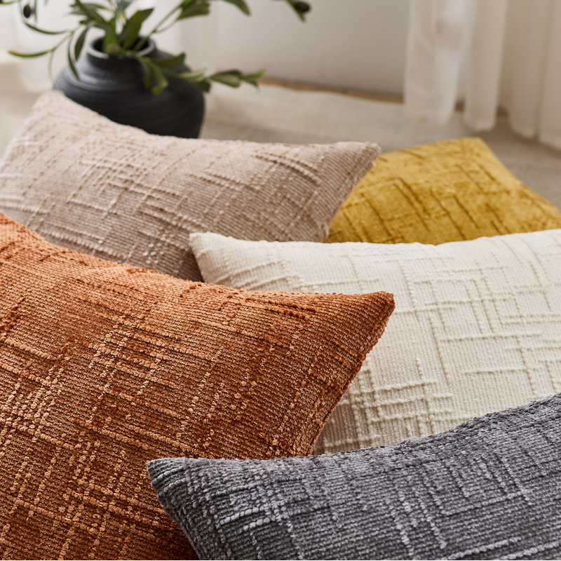 Housses de coussin en chenille texturée, Ivoire ivoire, Square 22"