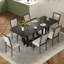 Ensemble de table de salle à manger extensible de 82 pouces avec table à tréteaux et 6 chaises rembourrées Rustic, parfait pour une salle à manger polyvalente et confortable