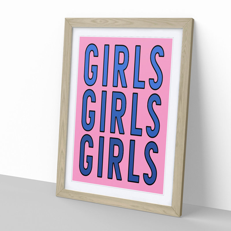 Girls - Picture Frame Typography, 90cm H x 65cm W x 2cm D, Oak Framed