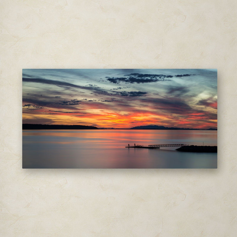Sunset Pier Landscape Canvas Art in Vibrant Colors