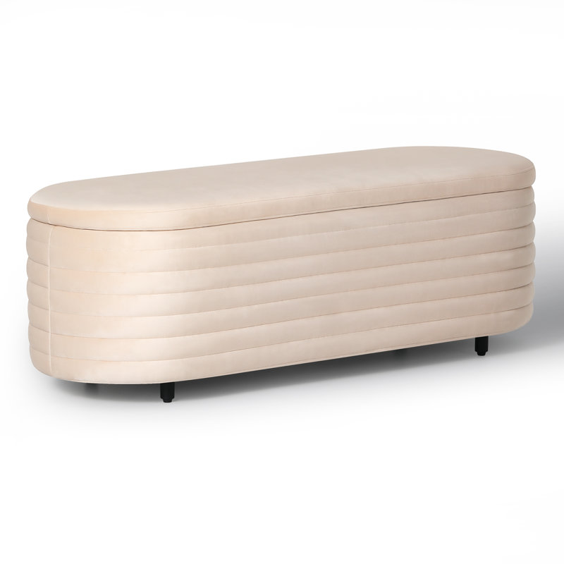 Farrah Upholstered Storage Bench, 18.1" H x 54" W x 19" D, Tan