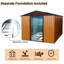 Remise de rangement en métal 8 pi x 10 pi avec base, structure en fer galvanisé café, évents perforés pour la ventilation, porte coulissante cadenassable, remise extérieure facile à assembler, construction robuste, intégrée-125768956