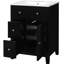 Meuble-lavabo 24 po avec lavabo en céramique, esthétique champêtre français, fonctionnement silencieux des tiroirs, compartiments de rangement modernes 24 po, lavabo, métal rustique, mouvement fluide, compact pour gels de douche-337514567