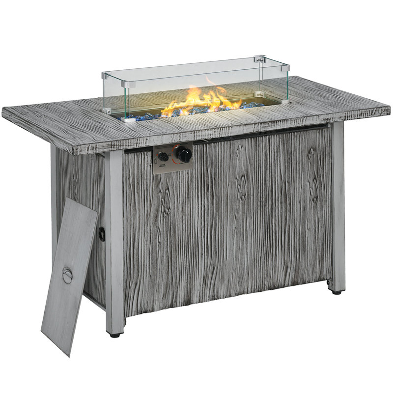 Rectangle Propane Smokeless Fire Pit Table with Hidden Fuel Tank