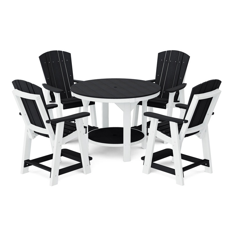 Heritage Pub Counter Set, 4, Black/White