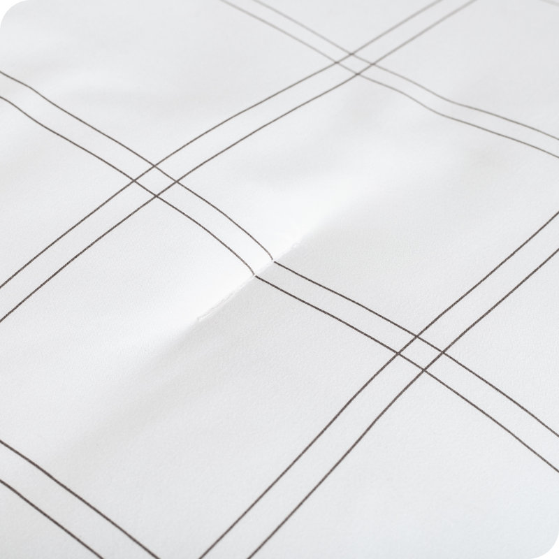 Down Alternative Track Stitch Comforter Set, Queen Comforter + 2 Standard Shams, White/Gray Plaid