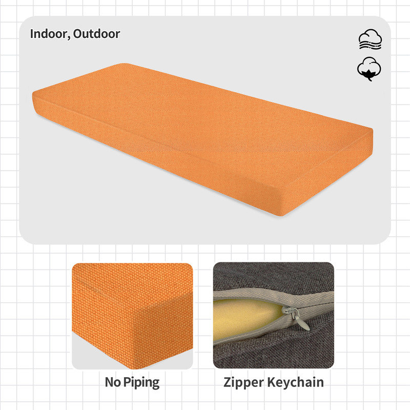 3'' H Customizable Bench Cushion For Indoor/Outdoor Furniture/Chair/Window Seat, Premium 75D High-Resilience Foam, 24" x 24"