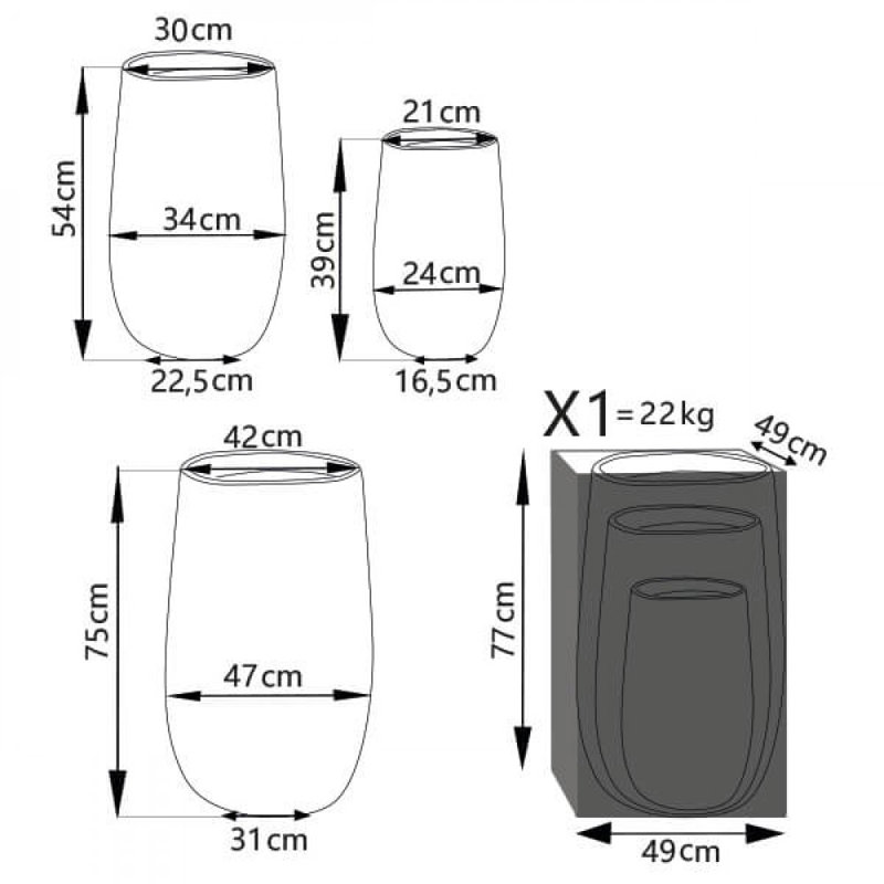 Laranda Synthetic Fiber Floor Vase, Dark Grey