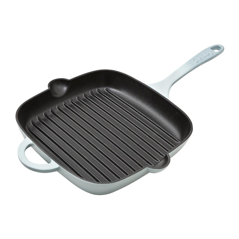 Poêle gril antiadhésive en fonte 10 po Denby, Bleu clair pavillon