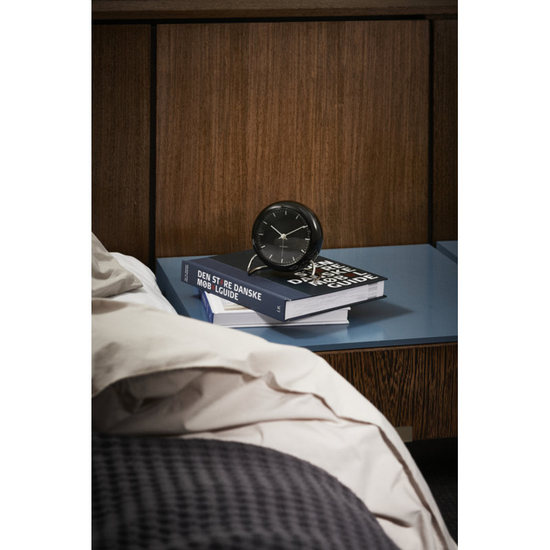 City Hall Analog Electric Alarm Tabletop Clock, Black/Silver