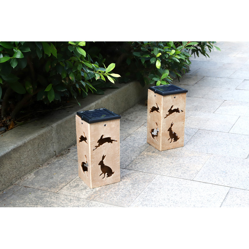 Brown Plastic Solar Rabbit Cut-Out Decorative Lantern