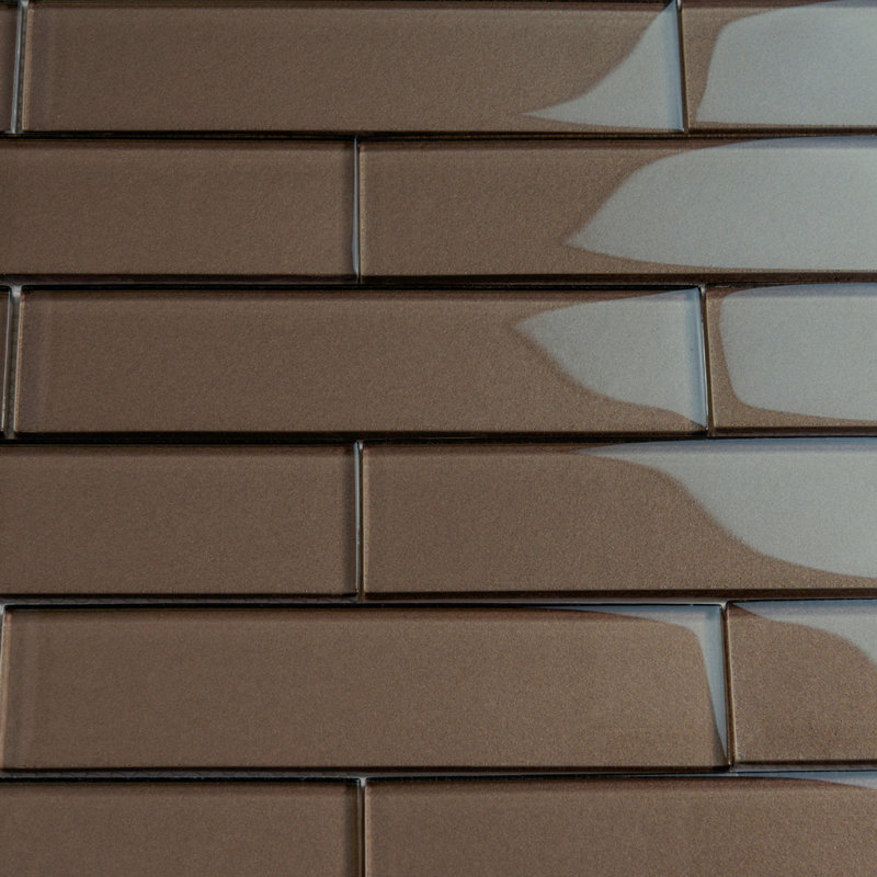 2X8 Subway Glass Mosaic Tile, Dark Gray