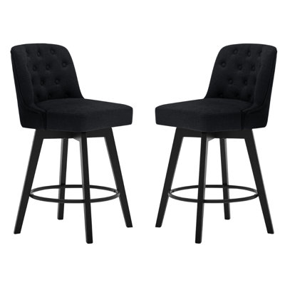Swivel Upholstered 26'' Counter Stool Wood Leg