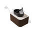 Meuble-lavabo de salle de bain 30 po Dina, armoire de rangement rayée à bords arrondis avec tiroir, lavabo ovale en céramique rayé noir et plateau en pierre frittée blanc de Carrare, pré-assemblé, couleur grain de bois noyer foncé-1058829528-1058829535