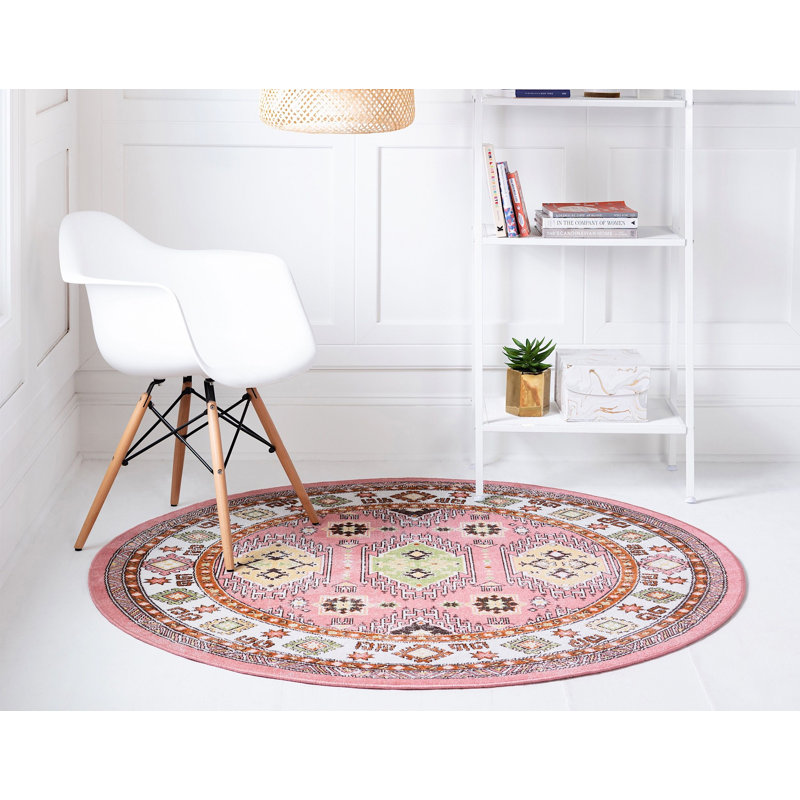 Esveidy Ikat Indoor Rug, Round 8'