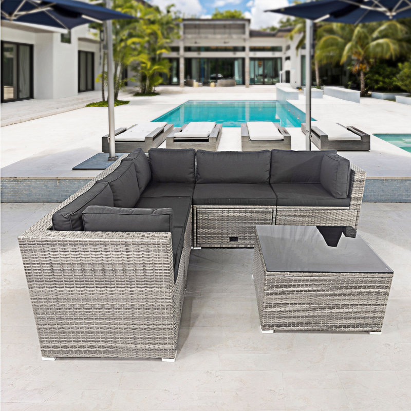Ensemble repas carré avec coussins 27,6 po Berthalee