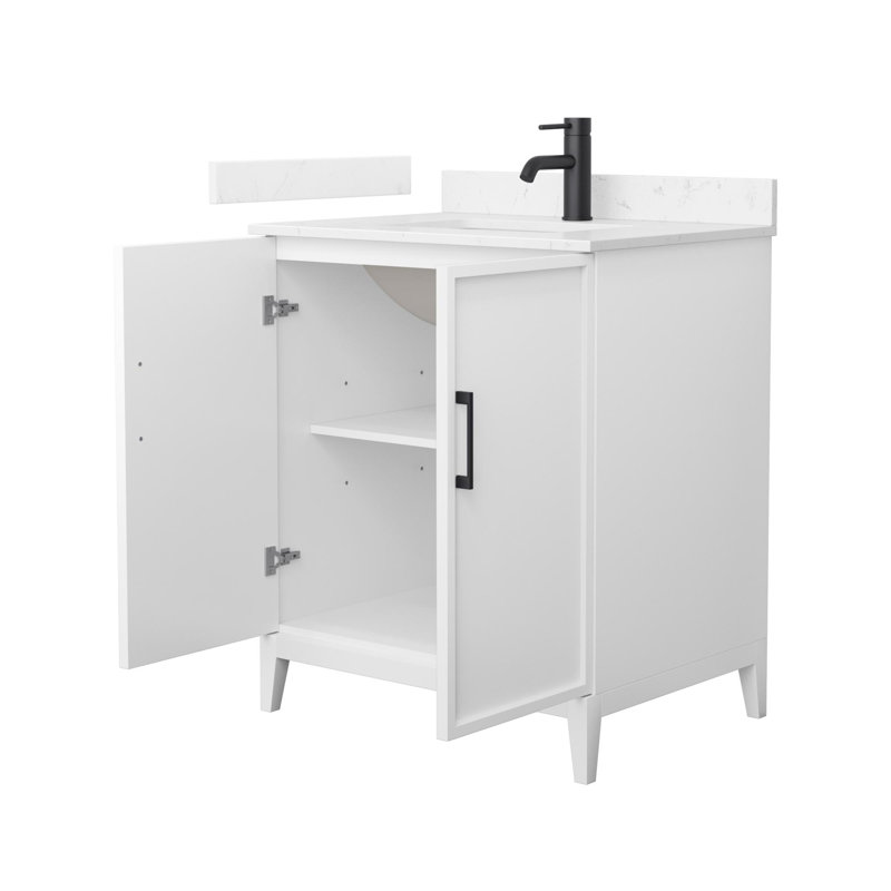 Elan 30'' W Vanity, Matte Black, White, White Cultured Marble