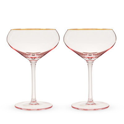 Verres en cristal rose, ensemble de 2