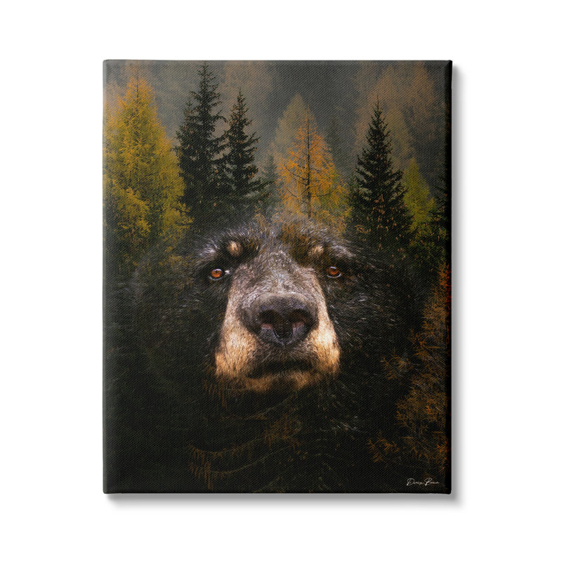 Abstrait ours noir sauvage F par Denise Brown 966, Toile tendue, H 30 po x l 24 po x P 1,5 po