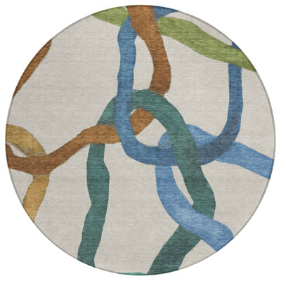Machine Washable Indoor/Outdoor Lanning ACN2394 Abstract Rug