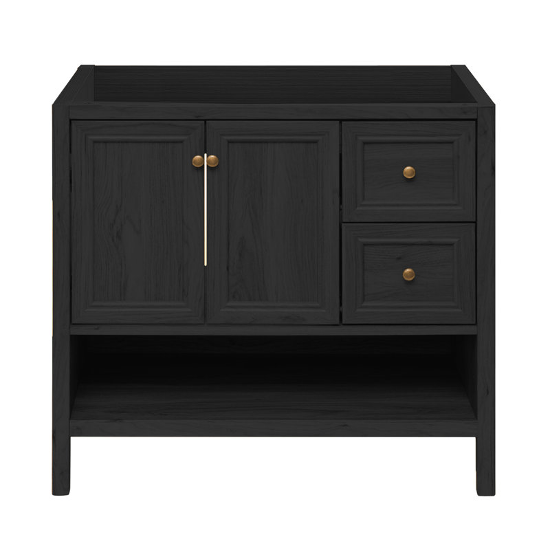 Meuble-lavabo sur pied 36 po sans plateau en chêne Château, Noir, noir, noir, noir