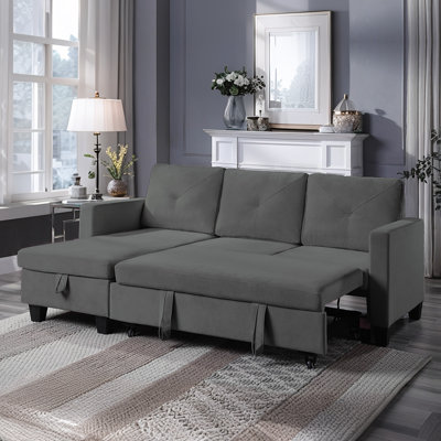 Canapé-lit modulaire réversible de 82 po en tissu avec méridienne de rangement