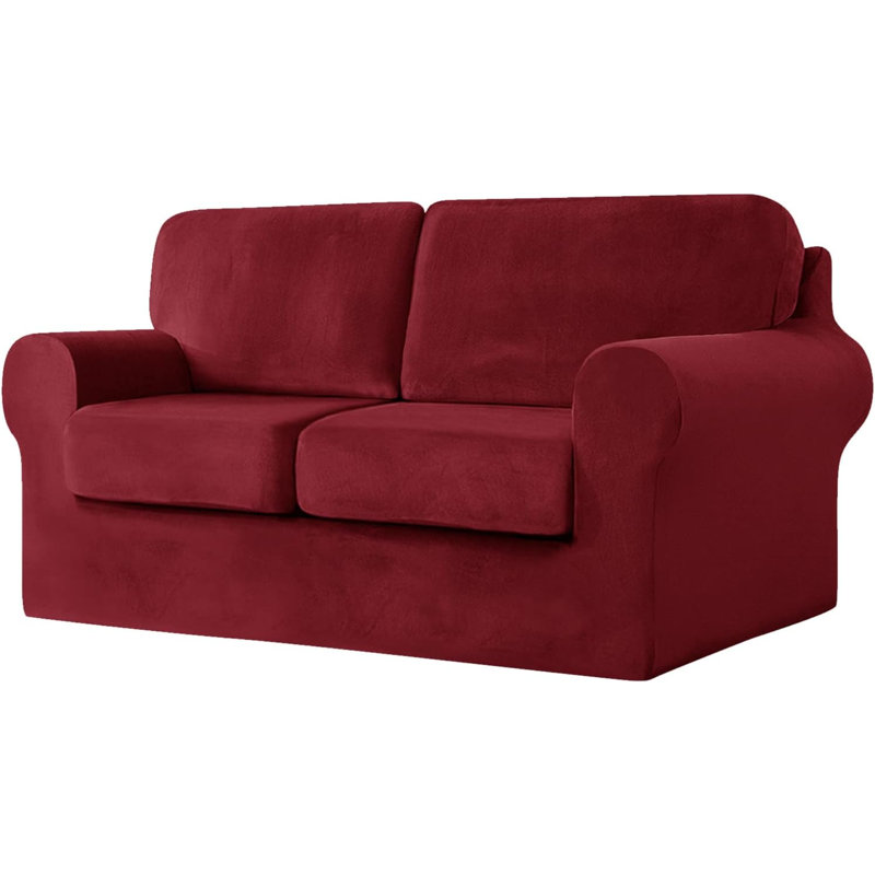 Sofa Cover With Separate Seat Cushions And Backrests Stretch Velvet Sofa Slipcover Couch Covers Furniture Protector Split Combined (Large 2 Seat Set 5 PCS)