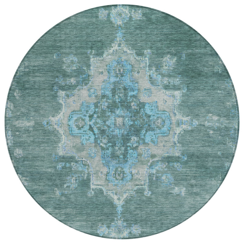Tapis intérieur / extérieur lavable à la machine Hashlamoun ACN2321 Global, Rond 8 pi