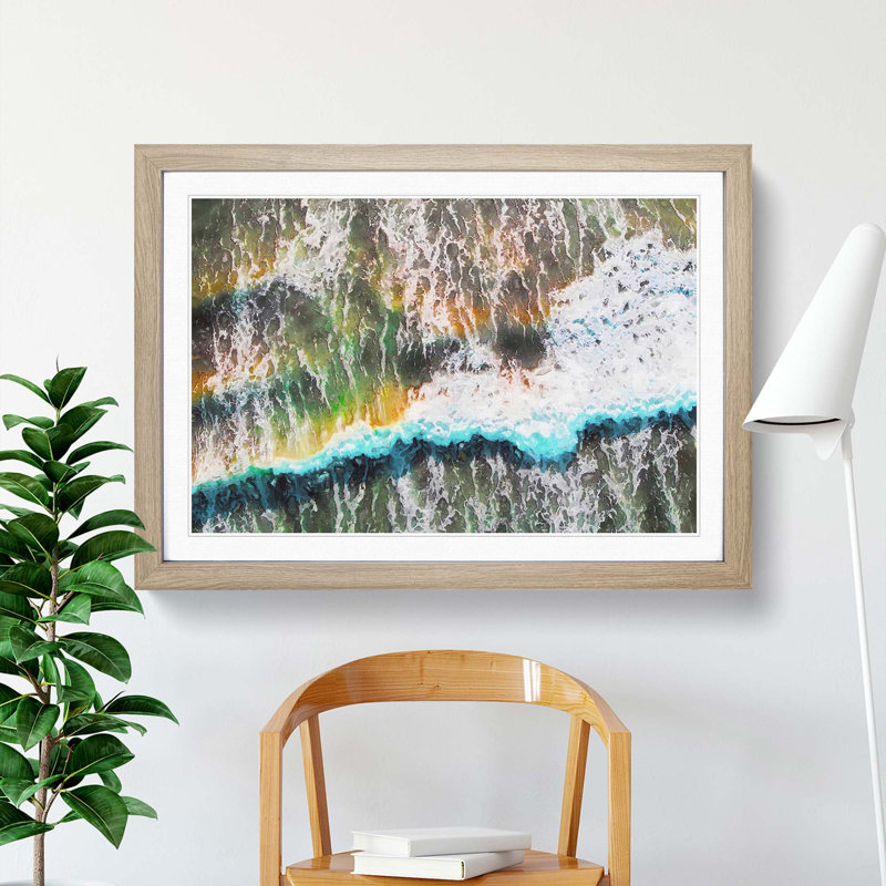 Heartbeat of the Pacific Ocean - Picture Frame Graphic Art Print, 48cm H x 65cm W x 2cm D, Oak Framed