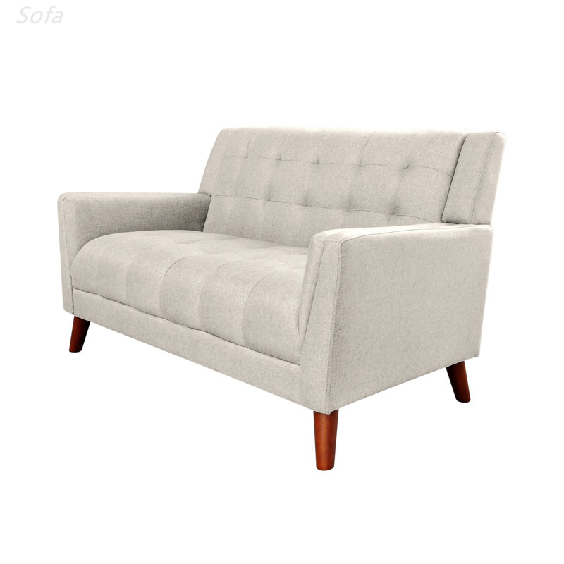 Petit canapé convertible moderne avec causeuse à accoudoirs carrés de 31,5 po Greenmont, Polyester beige