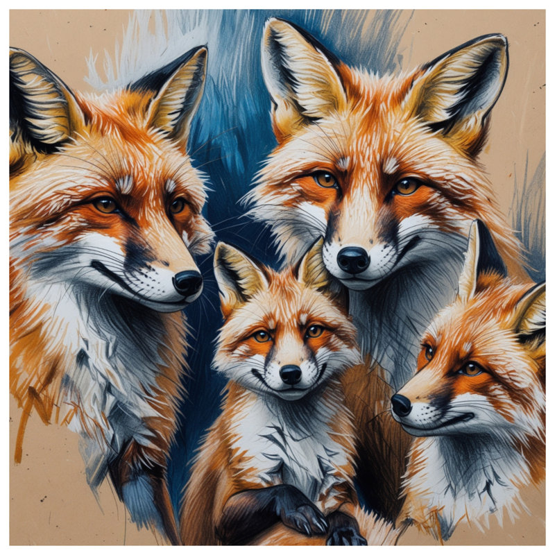 Ensemble de rideaux de douche Group of Red Foxes, 70in W x 72in H