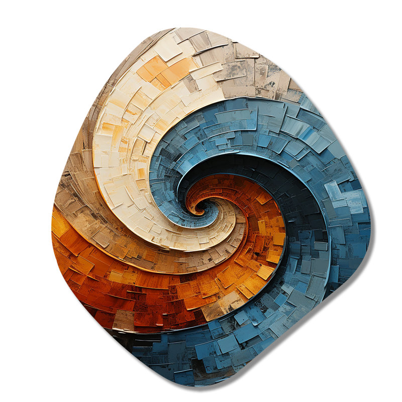 Landis Collage Spiral - spirales abstraites, impression de forme unique sur métal, décoration murale moderne en forme libre
