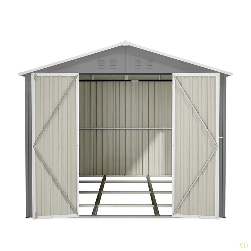 Remise verrouillable en métal sécurisée 8 x 12 pi - grand rangement extérieur avec cadre en aluminium, remise à outils de jardin durable pour la cour, le patio et la pelouse