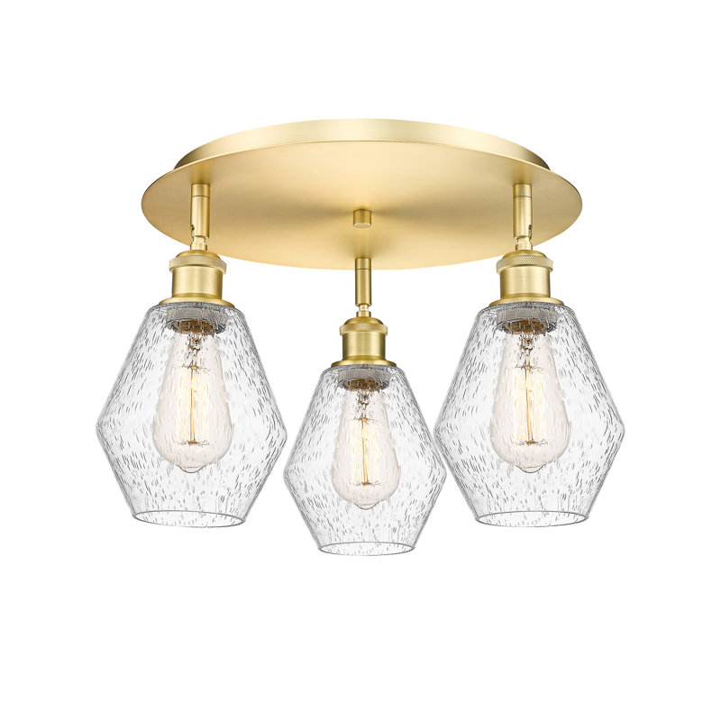Amylea Glass Flush Mount, Seedy, Satin Gold