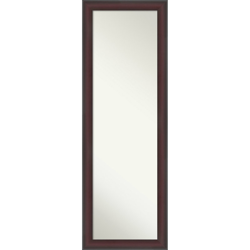 Grand Narrow Non-Beveled Framed Full-Length On the Door Mirror, Cherry