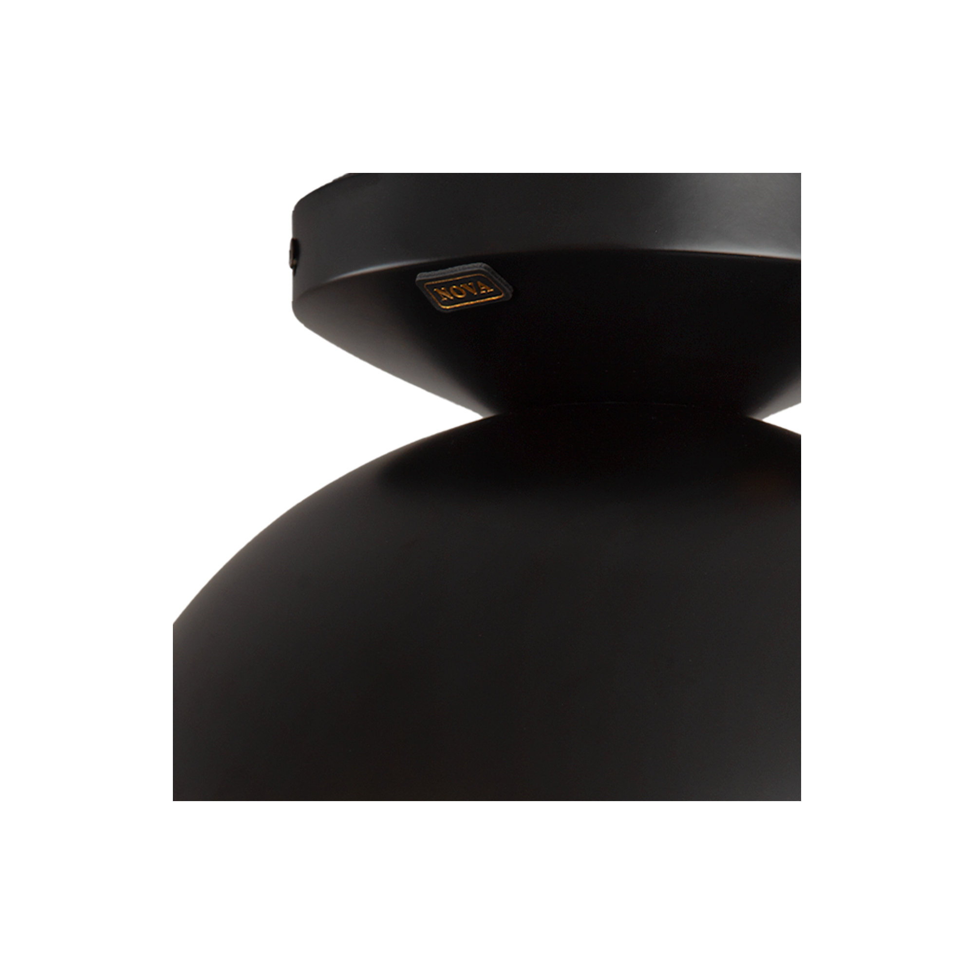 Luna Bella Flush Mount Ceiling Light - Matte Black & Gold-Leaf Shade, Weathered Brass