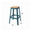 Tabouret de bar décontracté bleu sarcelle avec assise carrée en bois et structure en métal