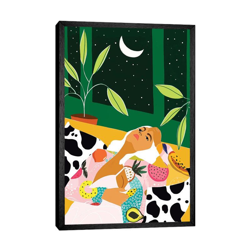 Moon Lover - Painting on Canvas, Black Framed, 152.4cm H x 101.6cm W x 3.81cm D