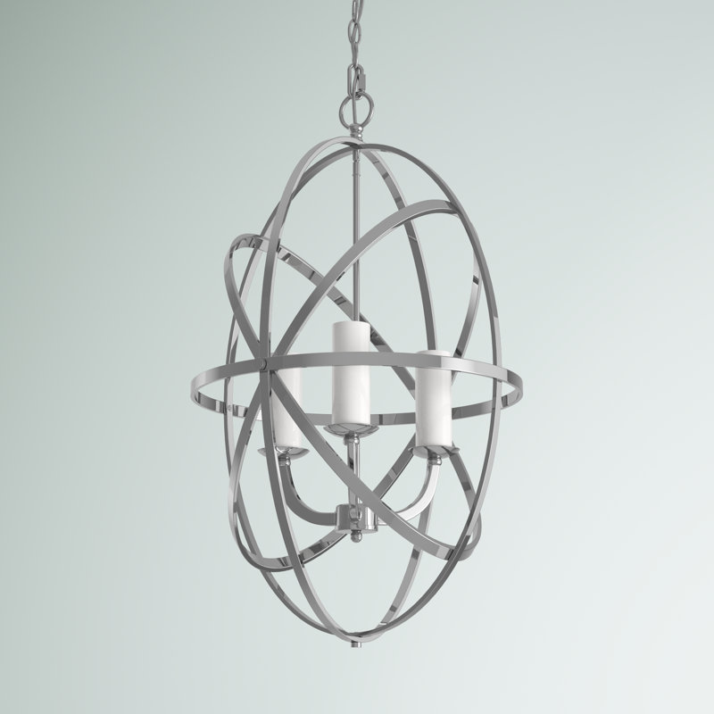 Grammont 3 - Light Glass Dimmable Globe Chandelier, Chrome