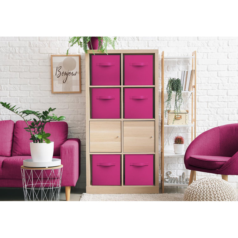 Sorbus 11" Foldable Storage Cubes with Handles, Pink