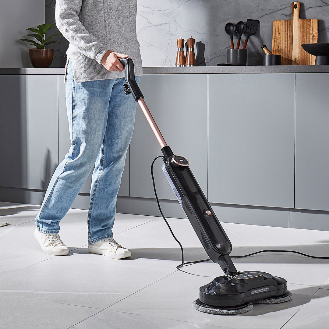 Geepas Digital Steam Mop | Upright Steam Cleaner Floor Mop & Polisher with 2 Pairs Of Rotating Scrubbing Pads | 2 Steam Setting Kills 99.9% of Bacteri