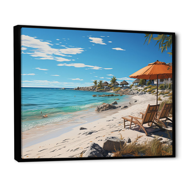 Allec Beach Tropical Vibes XXV sur toile, H 34 po x l 44 po x P 1,5 po, Cadre flottant noir