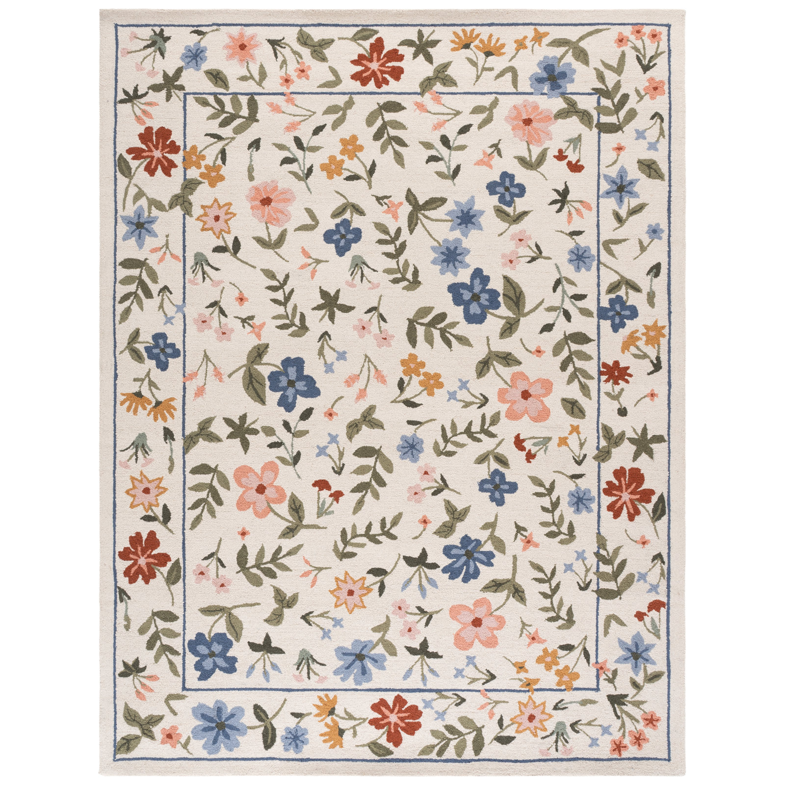 Hand-Tufted Wool Floral Outdoor Rug, Rectangle 8' x 10'
