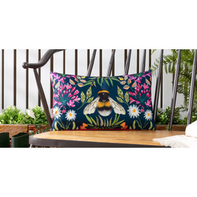 Indoor / Outdoor Navy Rectangular Throw Cushion
