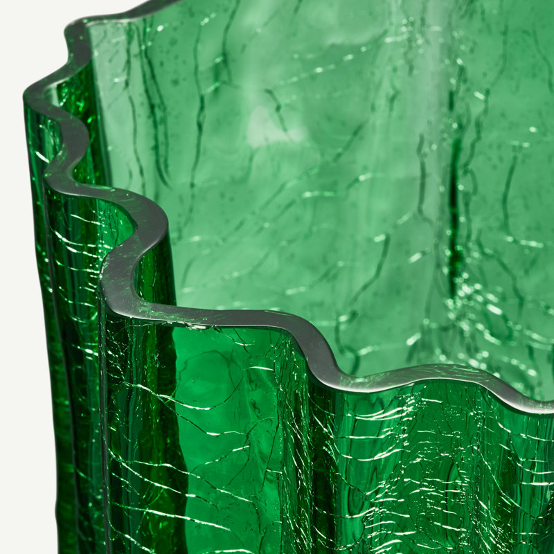 Grand vase craquelé, H 10,63 po x l 7,87 po x P 7,87 po, Vert