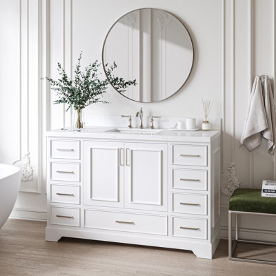 54.25'' Single Bathroom Vanity with Carrara Quartz Top