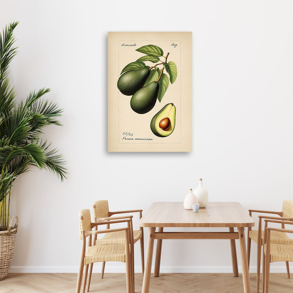 Leinwanddruck, Vintage Avocado Fruit - Leinwanddruck - Gewickelter Leinwanddruck