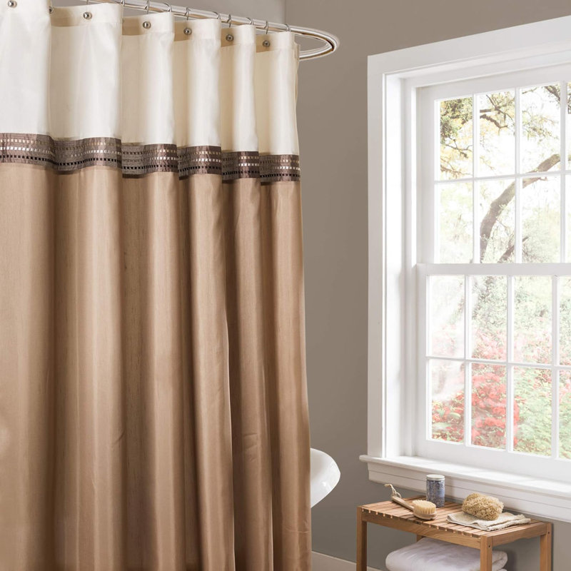 Rideau de douche simple Terra l 72 po x L 72 po Terra - Rideaux de douche en tissu pour la salle de bain - Rideau de salle de bain neutre - Décoration moderne glam